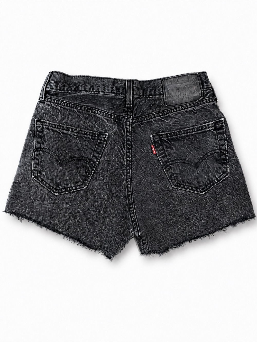 Levi's Black High-Waist Frayed Denim Shorts